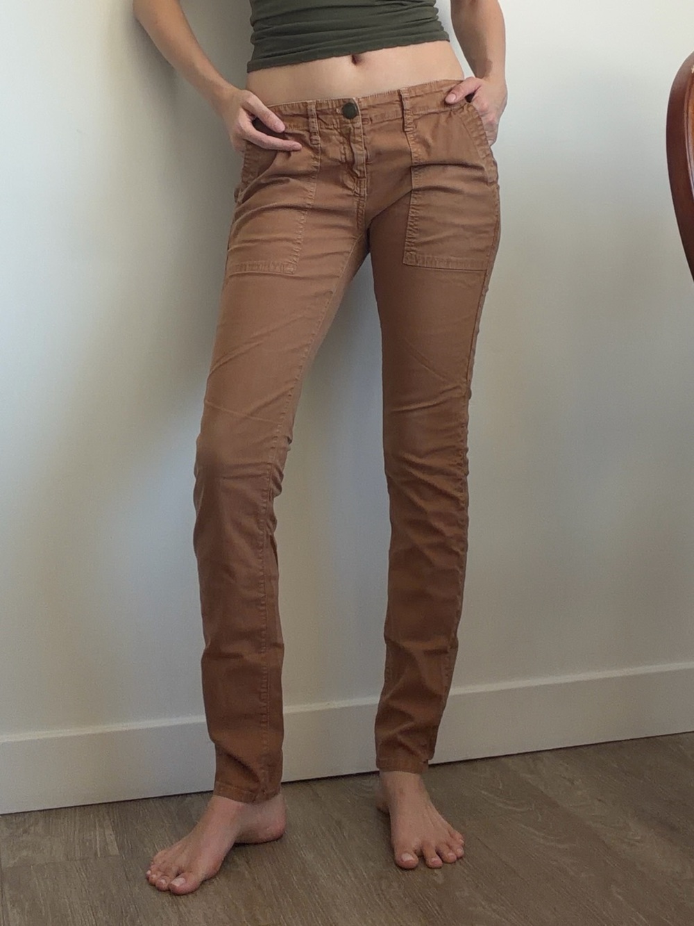 Current/Elliott Rust Skinny Utility Pants Women 28 Low Rise Made in USA Military